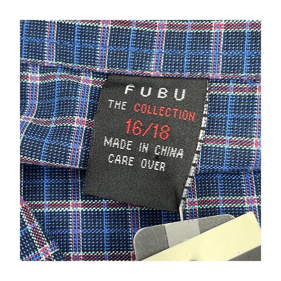 Fubu The Collection Plaid Long Sleeved Dress Shirt Men’s Size 16/18 NWT - Picture 2 of 9